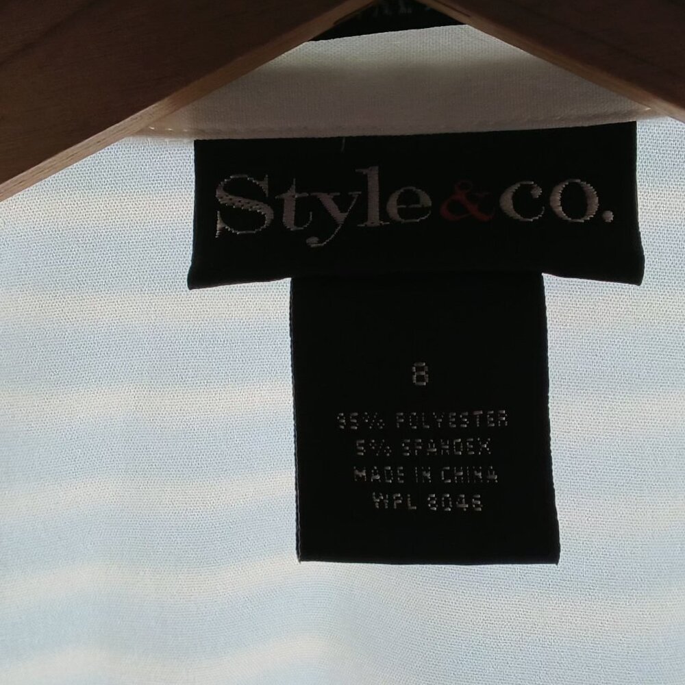 Style & Co. πWomens White Button Up Short Sleeve Business Professional Work Top - Picture 8 of 12